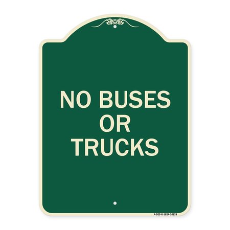 Driveway No Buses Or Trucks Heavy-Gauge Aluminum Architectural Sign, 24 X 18, G-1824-24128